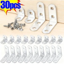 30x Stainless Steel L-Shaped Bracket Corner Brace 90 Degree Angle Corner Sliver