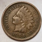 1906 Indian Head Cent Penny FULL LIBERTY VF / XF