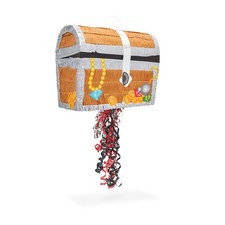 Pull String Treasure Chest Pinata - 12 x 10 x 6.5 In, Blue - Pirate Treasure ...