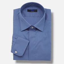 Kiton Men's Blue Stretch-Cotton Shirt Size 43/17