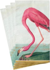 Caspari Audubon Birds Paper Guest Towel Napkins, 15 Per Towel, Pink
