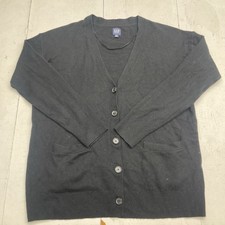 Gap Black V Neck Button Down Long Sleeve Cardigan Sweater Women's Size Medium
