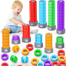 2-In-1 Montessori Counting  Stacking Toys for Toddlers Ages 1-5 Autism Sensory