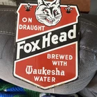 VINTAGE 12” FOX HEAD BEER PORCELAIN SIGN