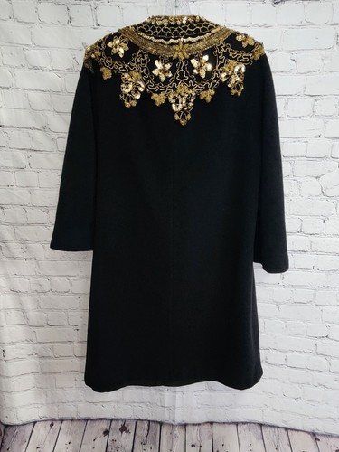 Vintage Ilgwu Damen Mantel zwei Knöpfe knielang schwarz - Bild 7 von 13