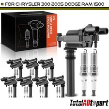 8x Ignition Coil & IRIDIUM Spark Plug Kits for Dodge Ram 1500 2500 03-05 Jeep