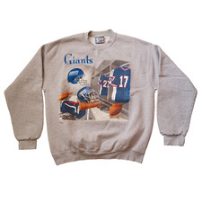 Vintage Lee Sport New York Giants Sweatshirt M Gray Graphic Locker Room NFL 90s