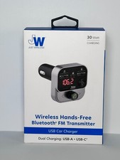 Just Wireless Black USB Car Charger Bluetooth Hands-Free FM Transmitter - NEW
