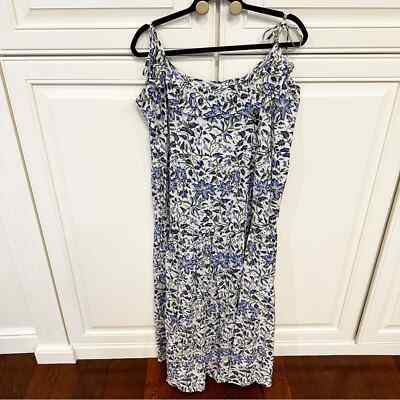 Mille Resort Wear Women s Maui Maxi Dress Blue Tiger Lily Flowy Ruffle Cotton L