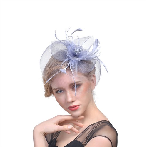 Women's Kentucky Fascinators Tea Party Derby Hat Mesh Floral Feather for Wedding - Picture 18 of 22