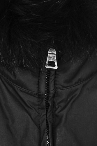 Prada Black Nylon Belted Fox-Fur-Trim Vest, Size S - Picture 10 of 13