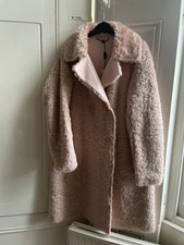 Marc Cain Reversible Faux Fur Blush Pink Coat Size Uk14-16