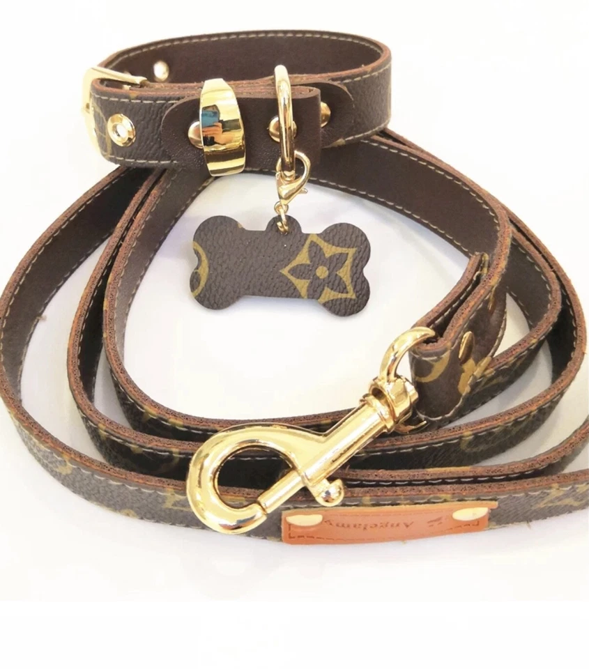 Juego de correa a juego collar perro cachorro clásico de lujo marca de moda talla grande Foto 3 de 4