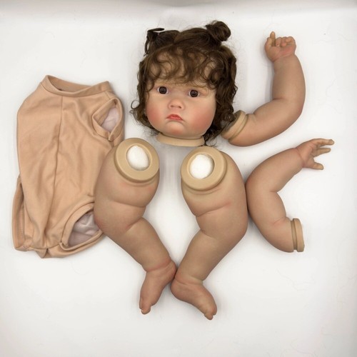 24inch Unassembled Painted Unfinished Reborn Doll Kit Toy Doll Parts Rooted Hair - Picture 5 of 5