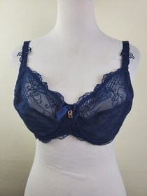 Lise Charmel Women Blue Soir De Venise Bra Size 34E Navy LACE Underwire Full Cup