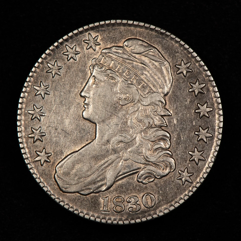 Medio dólar busto tapado 1830 50c - pátina atractiva - brillo - AU - SKU-H2612 Foto 3 de 4