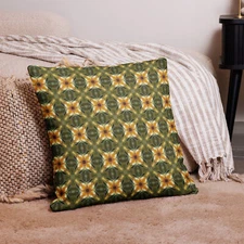 Green and Gold Geometric Home Decor Toss Throw Sofa Couch Premium Pillow