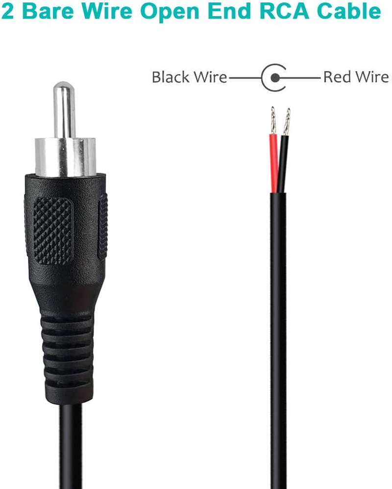 (3 Pack 6 Ft) RCA Male Plug Jack Connector Adapter to Bare Wire Open