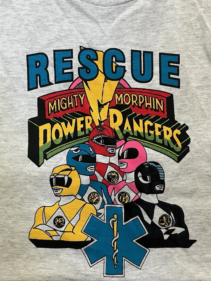 vintage power rangers t-shirt youth size large deadstock NWOT 90s made in USA - Image 2 of 4