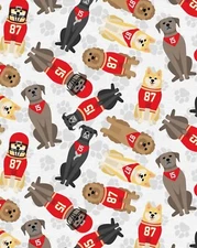Kansas City Chiefs, NFL, Team Dogs, Fabric! Cotton•1yd•BTY•FAST SHIP