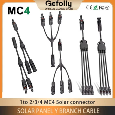 GEFOLLY Solar Panel Y Branch Cable Connection Waterproof Adapter Connector Extension