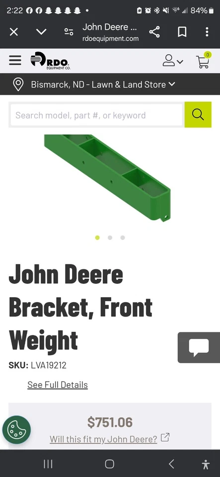 soporte de peso delantero john deere Foto 3 de 4