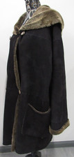 Marilyn Anselm For Hobbs Sheepskin Hooded Coat One Size Black/brown Reversible?