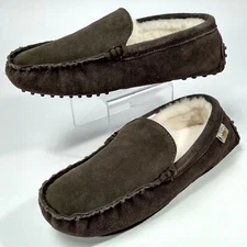 Emu Ridge Australia House Slippers Unisex Womens 8 Mens 7 Suede Shearling flaw