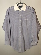 Ralph Lauren Shirt Mens 16 Blue Striped Dress Button Up Long Sleeve