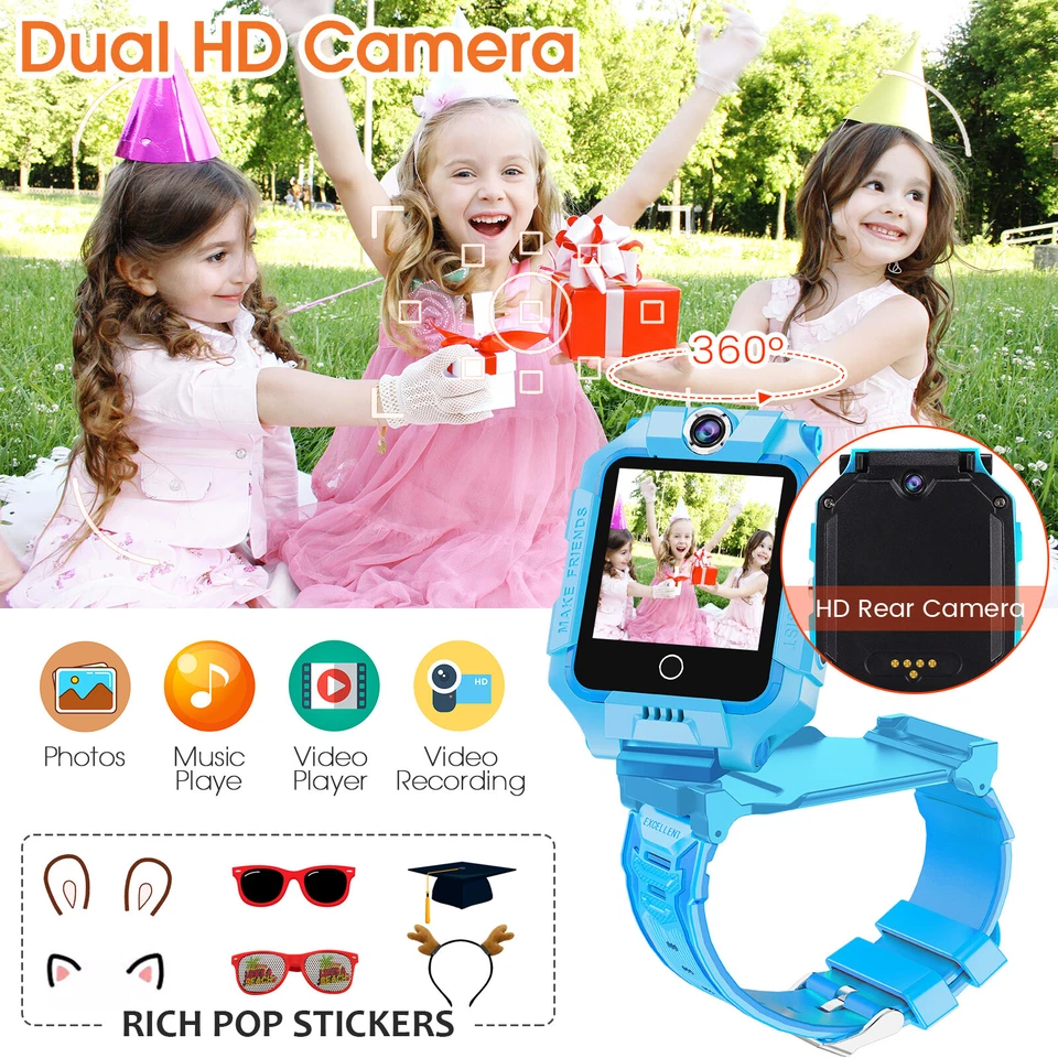 Kids SmartWatch Phone Watch with Camera GPS Tracker Video Call Torch Pedometer - Image 4 of 4