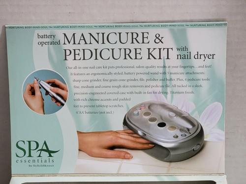 NEW SPA ESSENTIALS BATTERY OPERATED MANICURE & PEDICURE KIT W/ NAIL DRYER - Picture 4 of 9