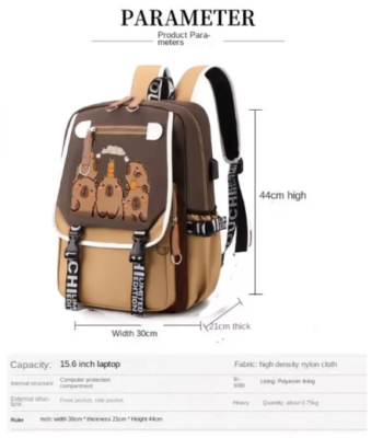 Cartoon Capybara Backpack Cute School Bookbag With Adjustable Straps Large Capacity Travel Bag - View #14