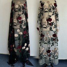 Floral Embroidery Rose Mesh Lace Fabric Flower Wedding Dress Background Fabric
