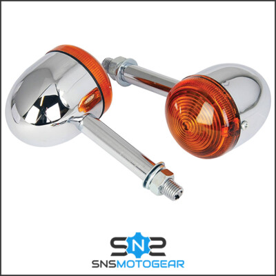 Motorrad Motorrad langer Vorbau Metall Chrom Kugel Blinker (gelbe Linse)