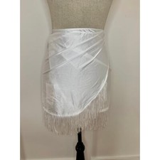 Show Me Your Mumu Lido Sarong in Ivory Fringe Size XS Satin Beach Summer
