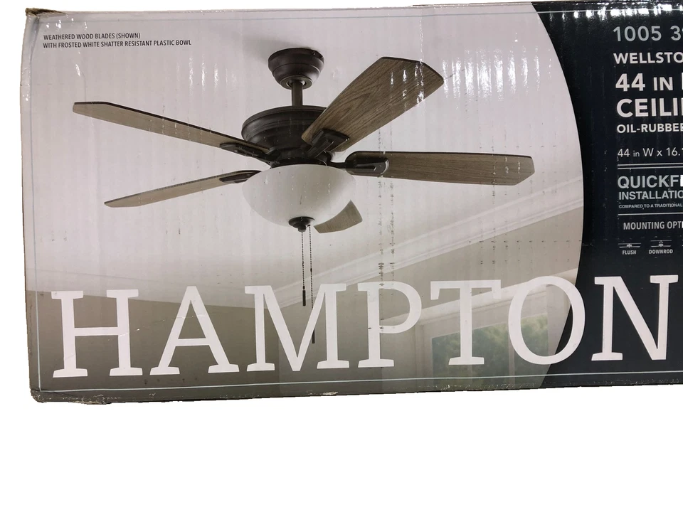 Hampton Bay Wellston II 44 in. Indoor LED Bronze Downrod Ceiling Fan - Image 2 of 3