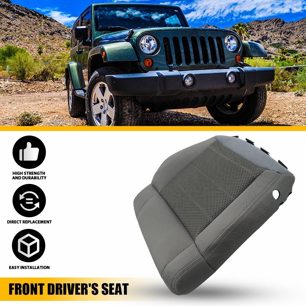 Gray Left Driver Bottom Cloth Seat Cover For 2007-2010 Jeep Wrangler Sahara EOOK thumbnail 12