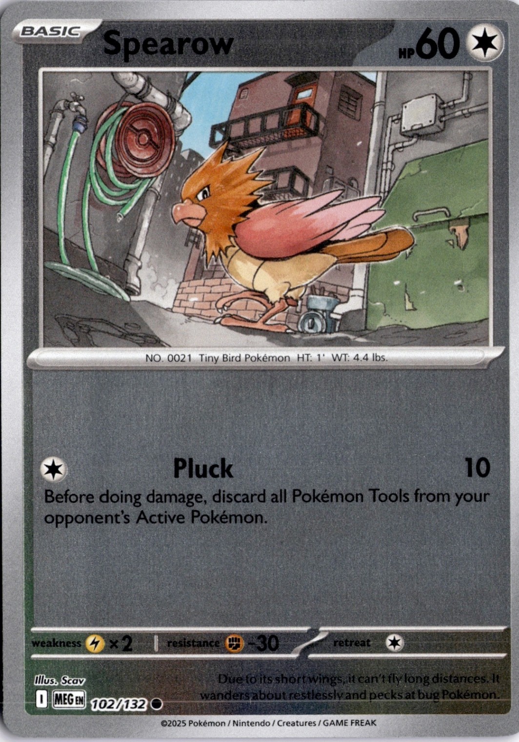 Spearow - 102/132 Reverse Holo ME01: Mega Evolution Pokémon Card TCG