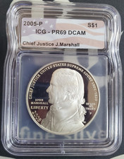 2005-P US Chief Justice J. Marshall Comm. Dollar - 90% Silver - ICG PR69 DCAM