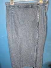 Vintage 90s Y2k DENIM  CO Denim Wrap Jean Skirt Sz L Maxi Elastic Waist