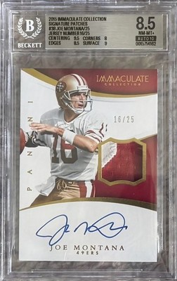 JOE MONTANA 2015 IMMACULATE COLLECTION GAME USED PATCH AUTO JERSEY #D 16/25 🐐🔥