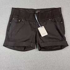 Soon Maternity Shorts Womens 14 Black Axel Denim Cuffed Bermuda Casual NWT