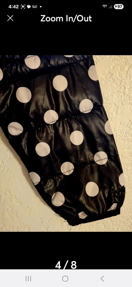 A5-003 Justice Negro y Blanco Lunares Ligero Puffer Chaqueta Talla 141 LB Foto 3 de 4
