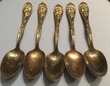 Set Of 5 Antique Ornate 11-14-08 Carnation Spoon Replacement 6”