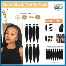 Yaki Textured Pre-Stretched Braiding Hair 16 Inch 8 Packs Black New