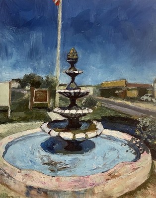 Truth or Consequences Fountain   8x10 Southwestern Wall Art Print on Wood