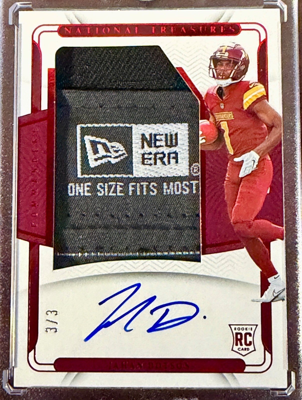 Jahan Dotson Panini National Treasures Rookie Hats Off Signature #RHSJDO New Era Laundry Tag