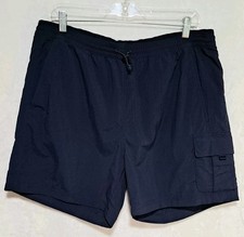 NEW Columbia 5.5" Navy Blue Drawstring Shorts Mens Large Nylon Elastic Waist