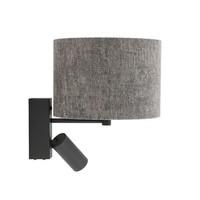 Wandlampe Stahl Stoff Grau Flexibel E27 GU10 B:23 Cm Wandleuchte Schlafzimmer