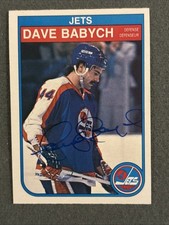 1982-83 OPC Dave Babych in person autographed card. Winnipeg Jets